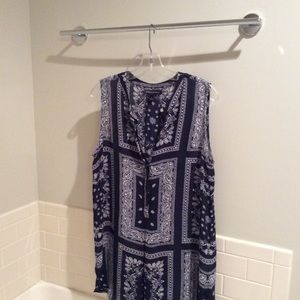 Blue and white printed tunic